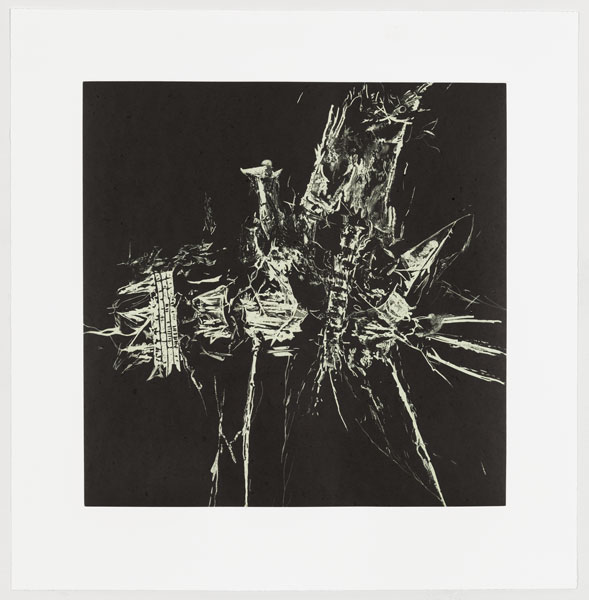 Ingrid Calame
Drill Press, 2019. 2-run, 2-color soap ground etching with aquatint and drypoint printed on chin coll
24 5/16 x 23 11/16:
Edition: 20